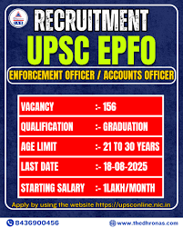 UPSC EPFO Enforcement Accounts Officer Fund Commissioner Recruitment Advt. No. 52/2025